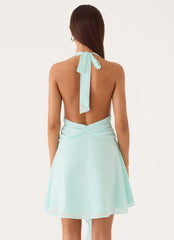 Guide You Halter Neck Mini Dress - Aqua
