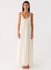 Whisperlight Chiffon Scooped Neck Maxi Dress - White